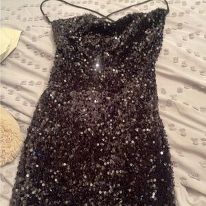 Lucy in the Sky Glittering Black Strapless Dress